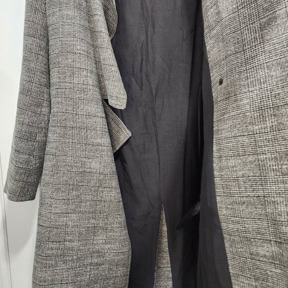 Allsaints Check Print Single Button Tie Waist Trench Coat - Picture 8 of 15